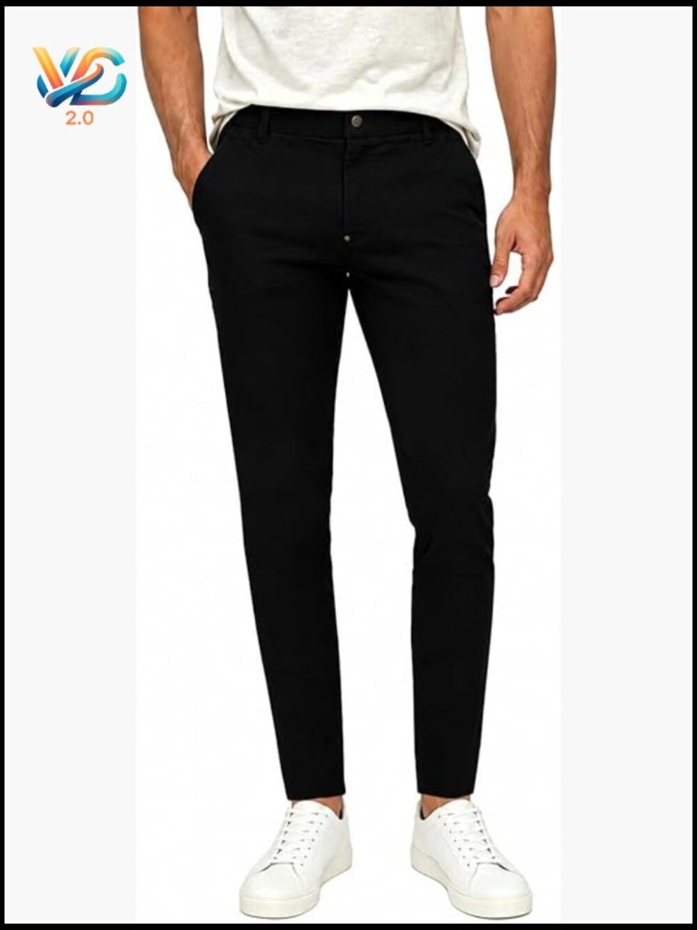 Stretchy Skinny Fit Chino Pants Slim Tapered Khaki Pants with Pockets